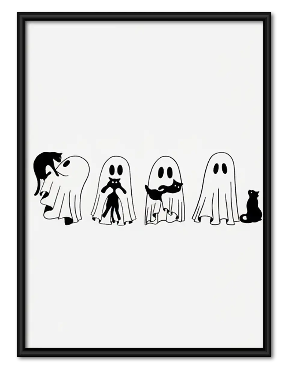 Little Ghost Parade with Black Cat Wall Art 1
