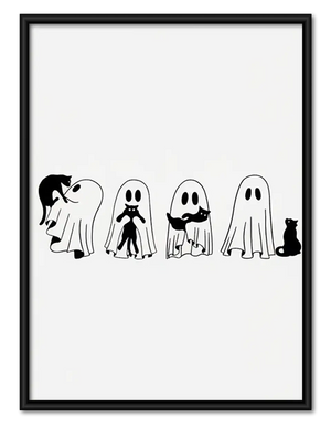Little Ghost Parade with Black Cat Wall Art