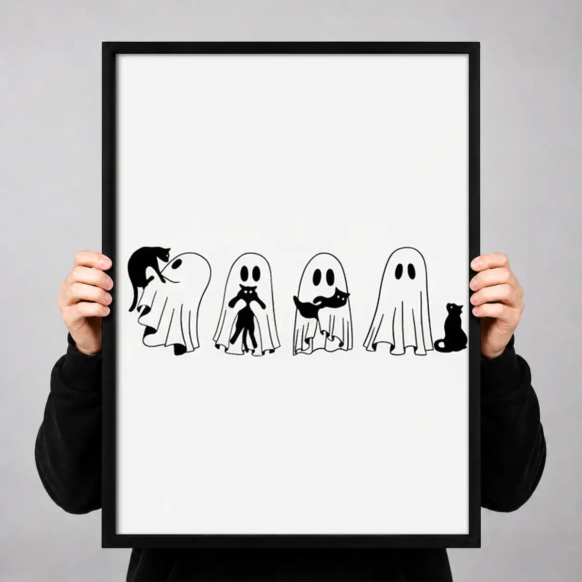 Little Ghost Parade with Black Cat Wall Art 3
