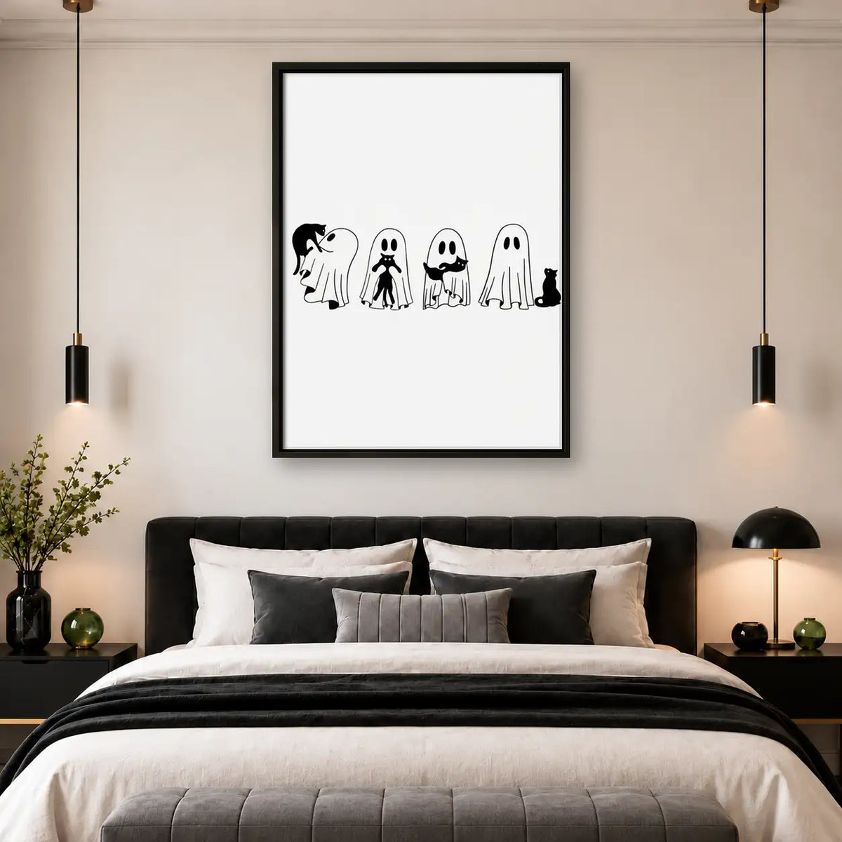Little Ghost Parade with Black Cat Wall Art 4