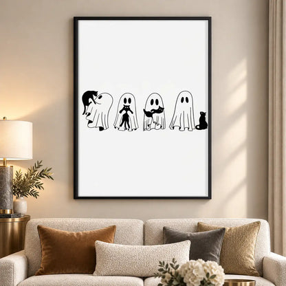 Little Ghost Parade with Black Cat Wall Art 5