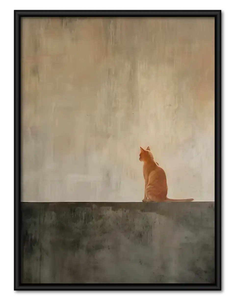 Lonely Orange Cat Minimal Wall Art 1