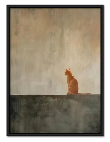 Lonely Orange Cat Minimal Wall Art