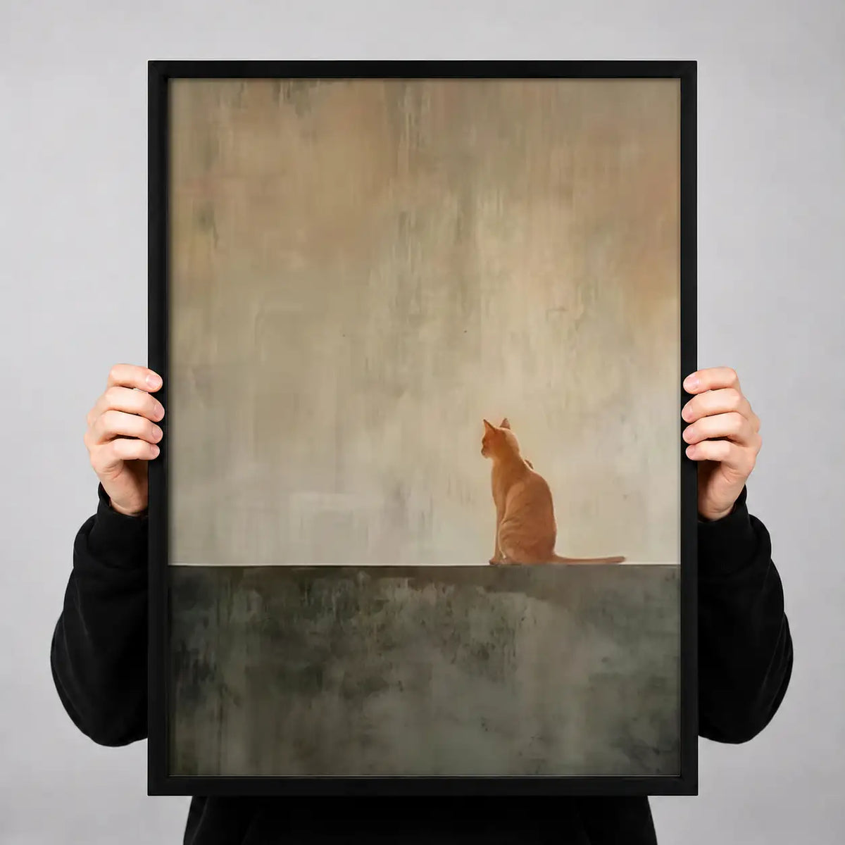 Lonely Orange Cat Minimal Wall Art 3