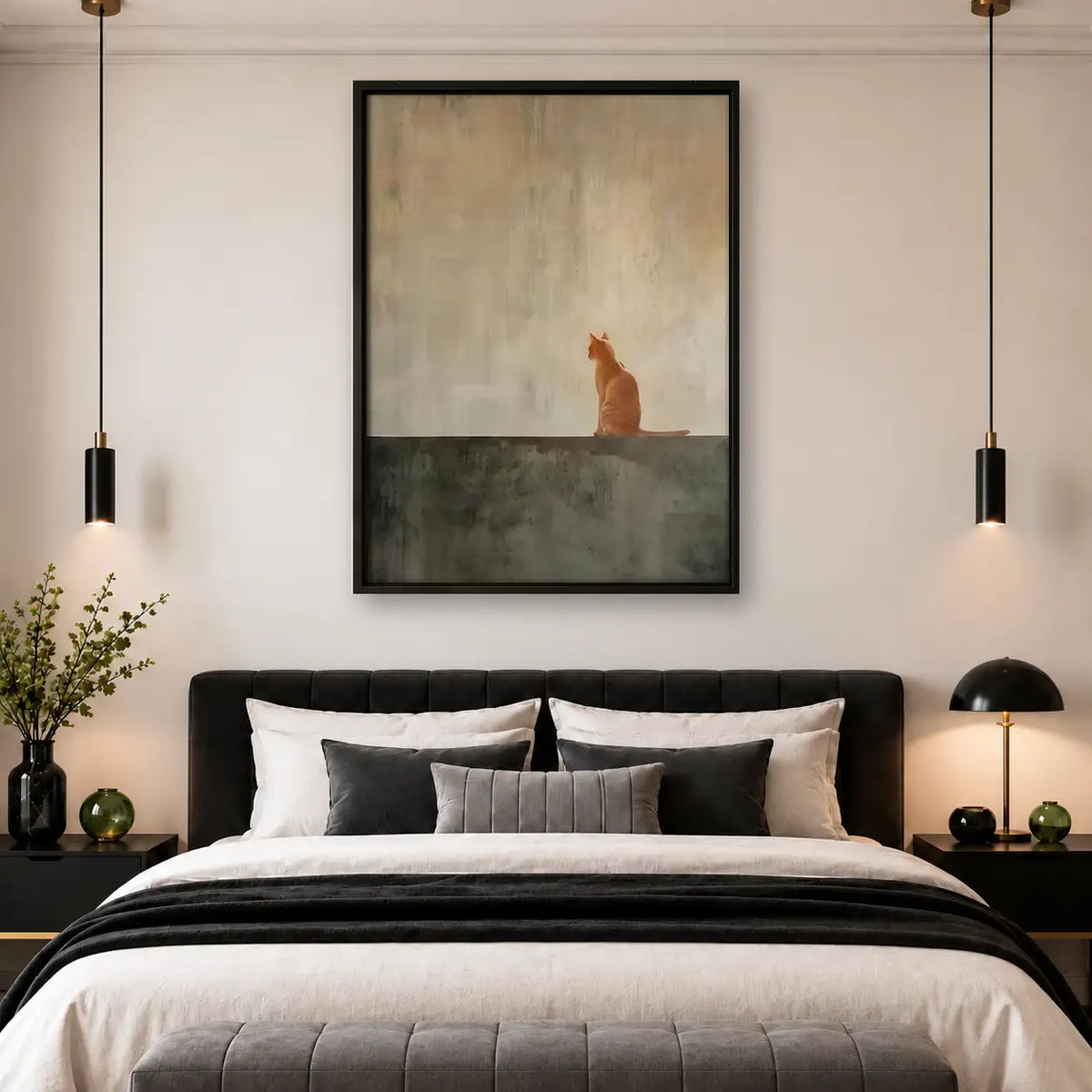 Lonely Orange Cat Minimal Wall Art 4