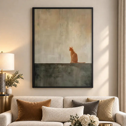 Lonely Orange Cat Minimal Wall Art 5