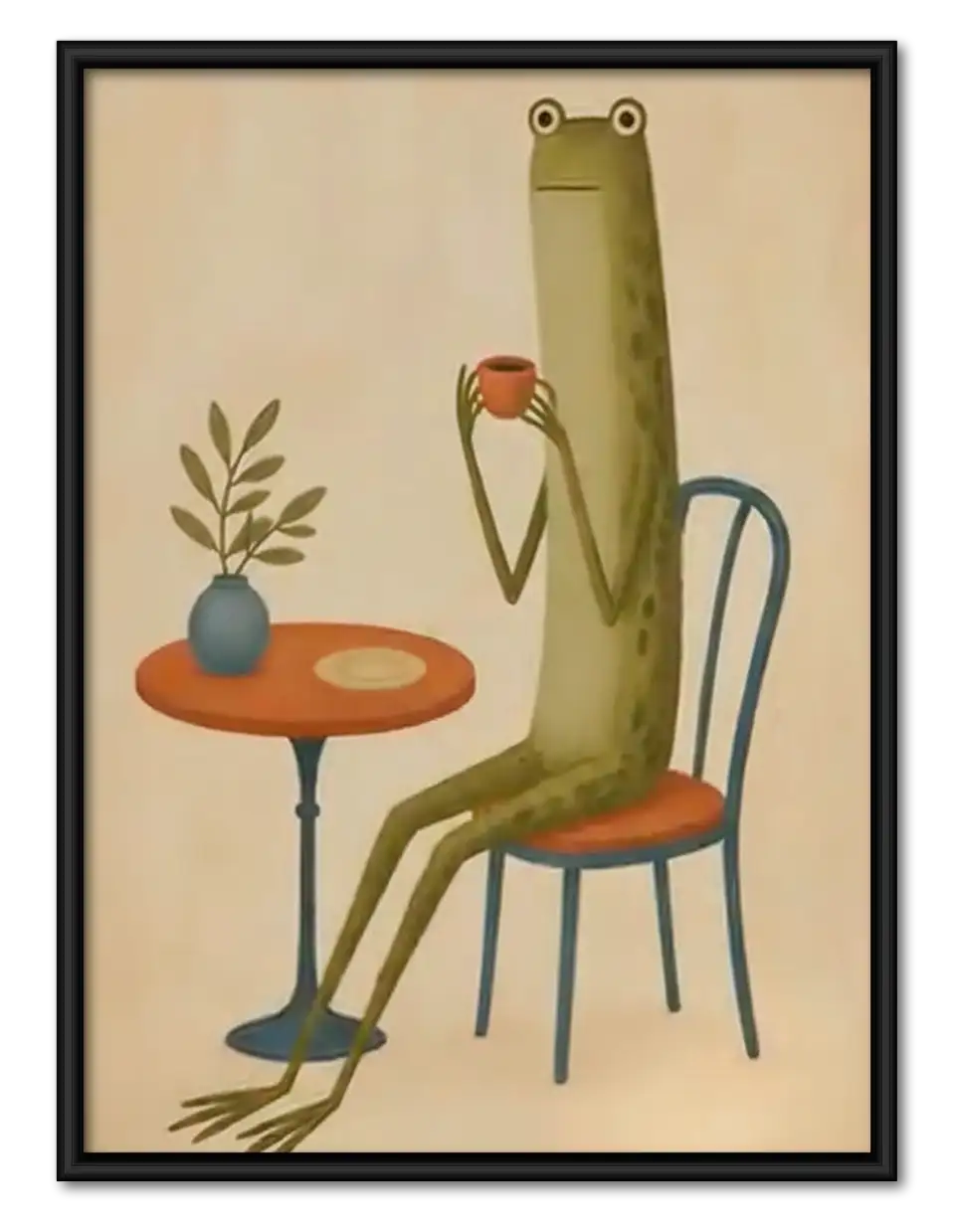 Long Frog at Cafe Table Wall Art 1