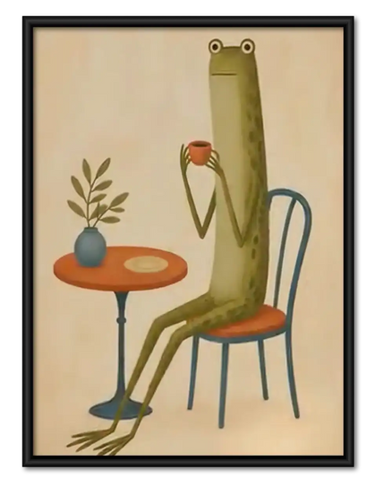 Long Frog at Cafe Table Wall Art