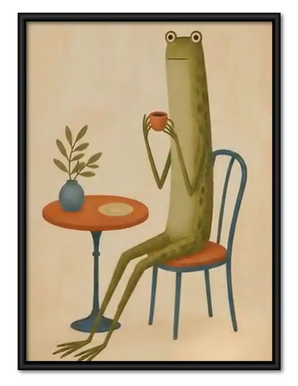 Long Frog at Cafe Table Wall Art