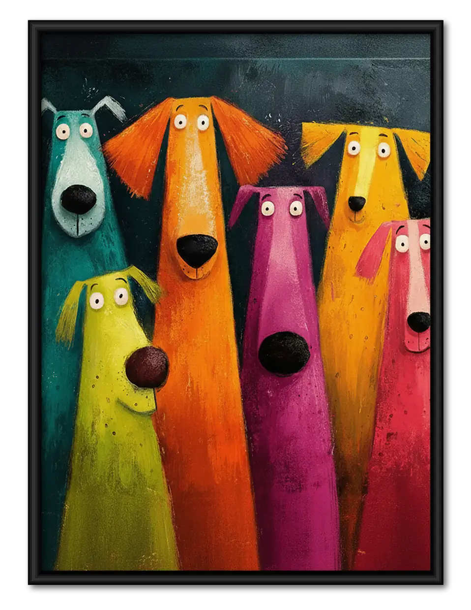 Long-Nose Colorful Dog Group Wall Art 1
