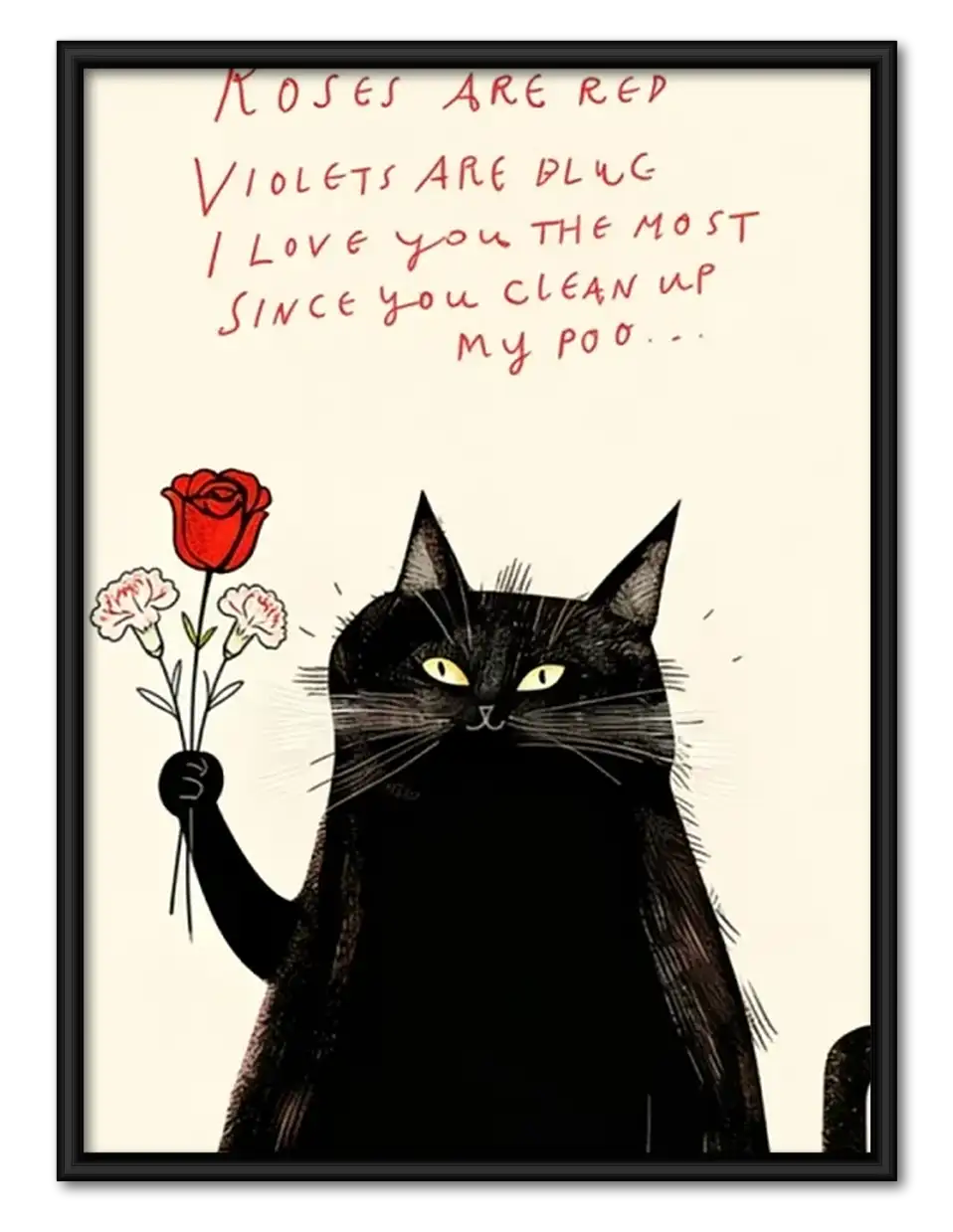 Love Letter Black Cat with Rose Wall Art 1