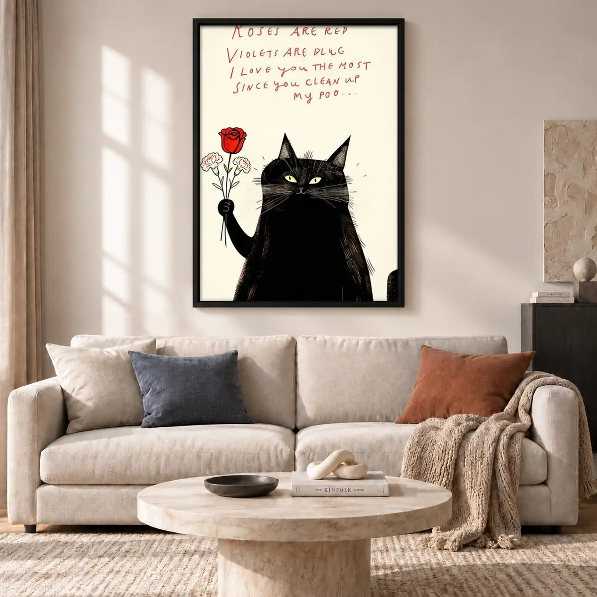 Love Letter Black Cat with Rose Wall Art 2
