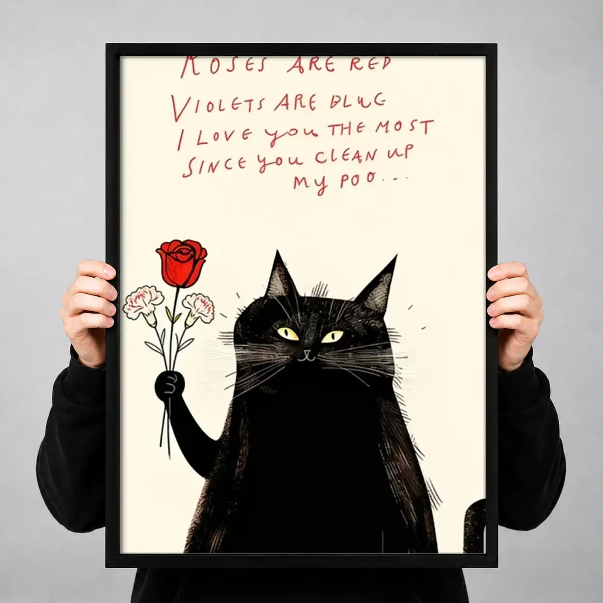 Love Letter Black Cat with Rose Wall Art 3