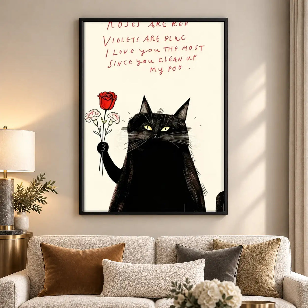 Love Letter Black Cat with Rose Wall Art 5