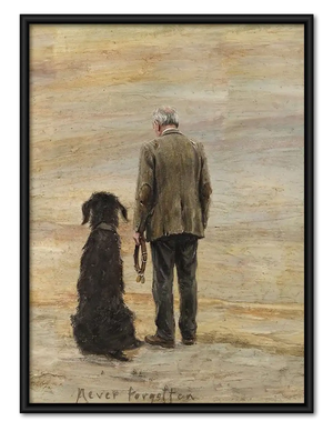 Man and Dog Walking Together Wall Art