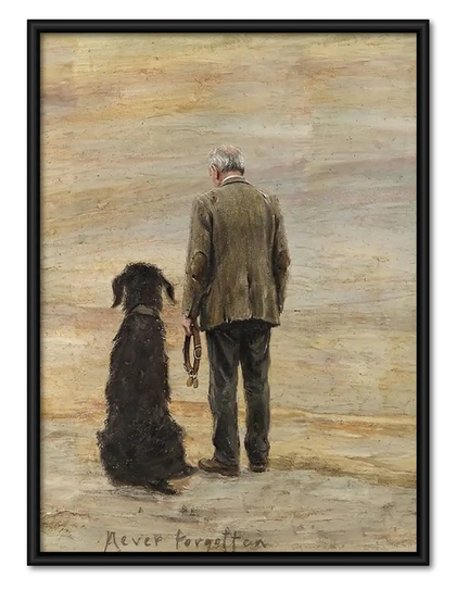 Man and Dog Walking Together Wall Art