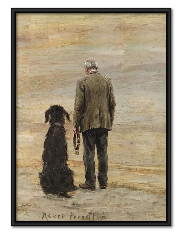 Man and Dog Walking Together Wall Art