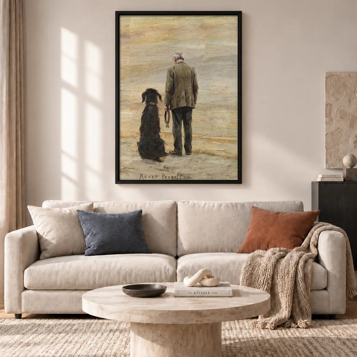 Man and Dog Walking Together Wall Art 2