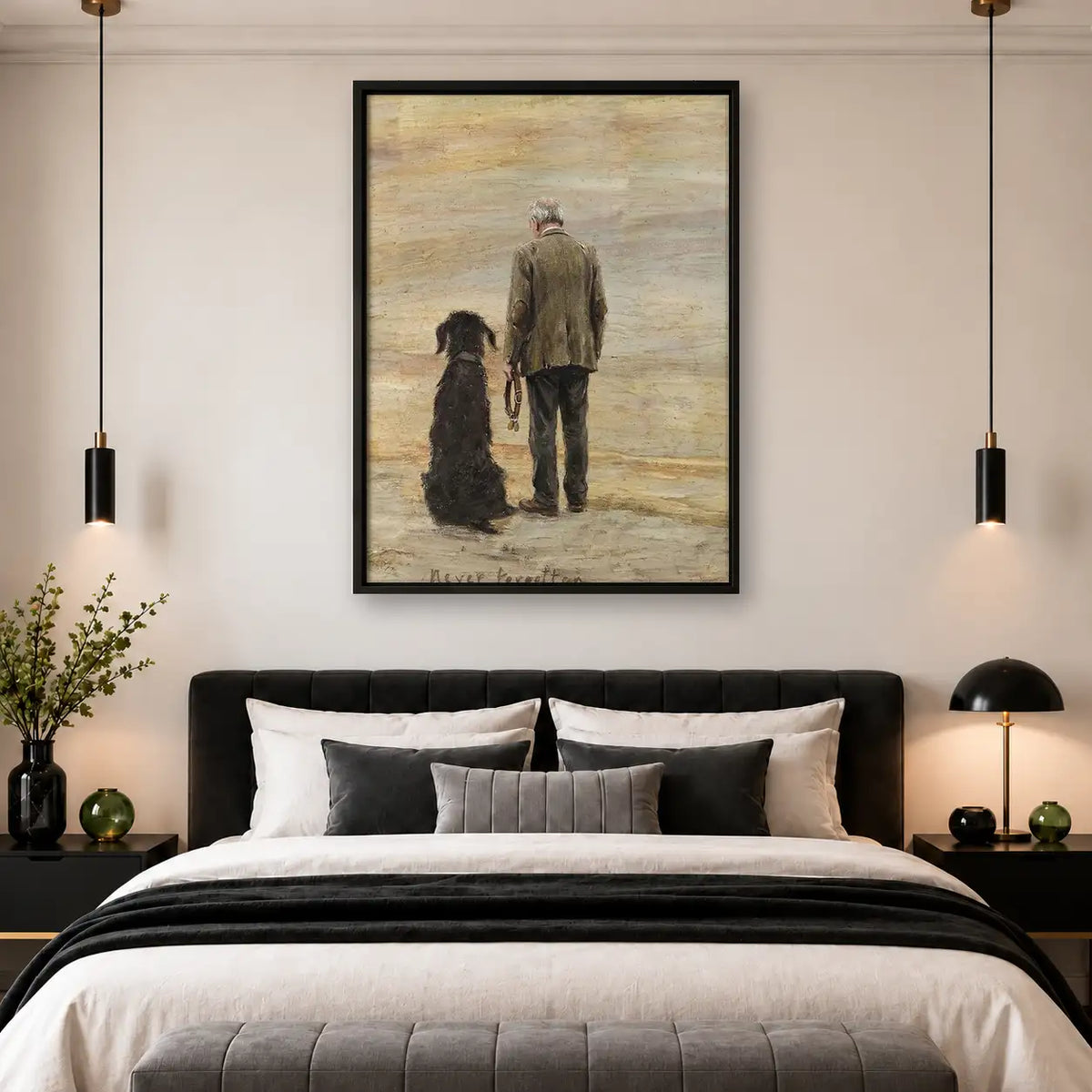 Man and Dog Walking Together Wall Art 4