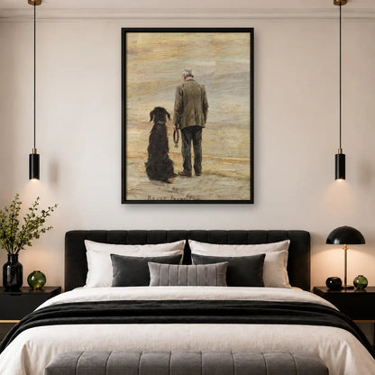 Man and Dog Walking Together Wall Art 4