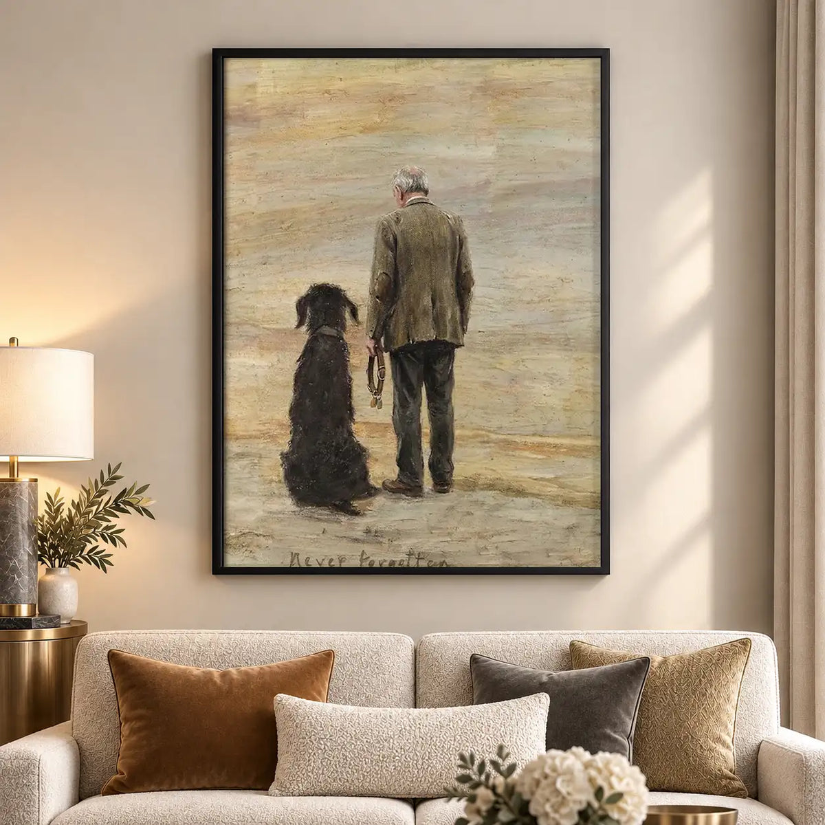 Man and Dog Walking Together Wall Art 5