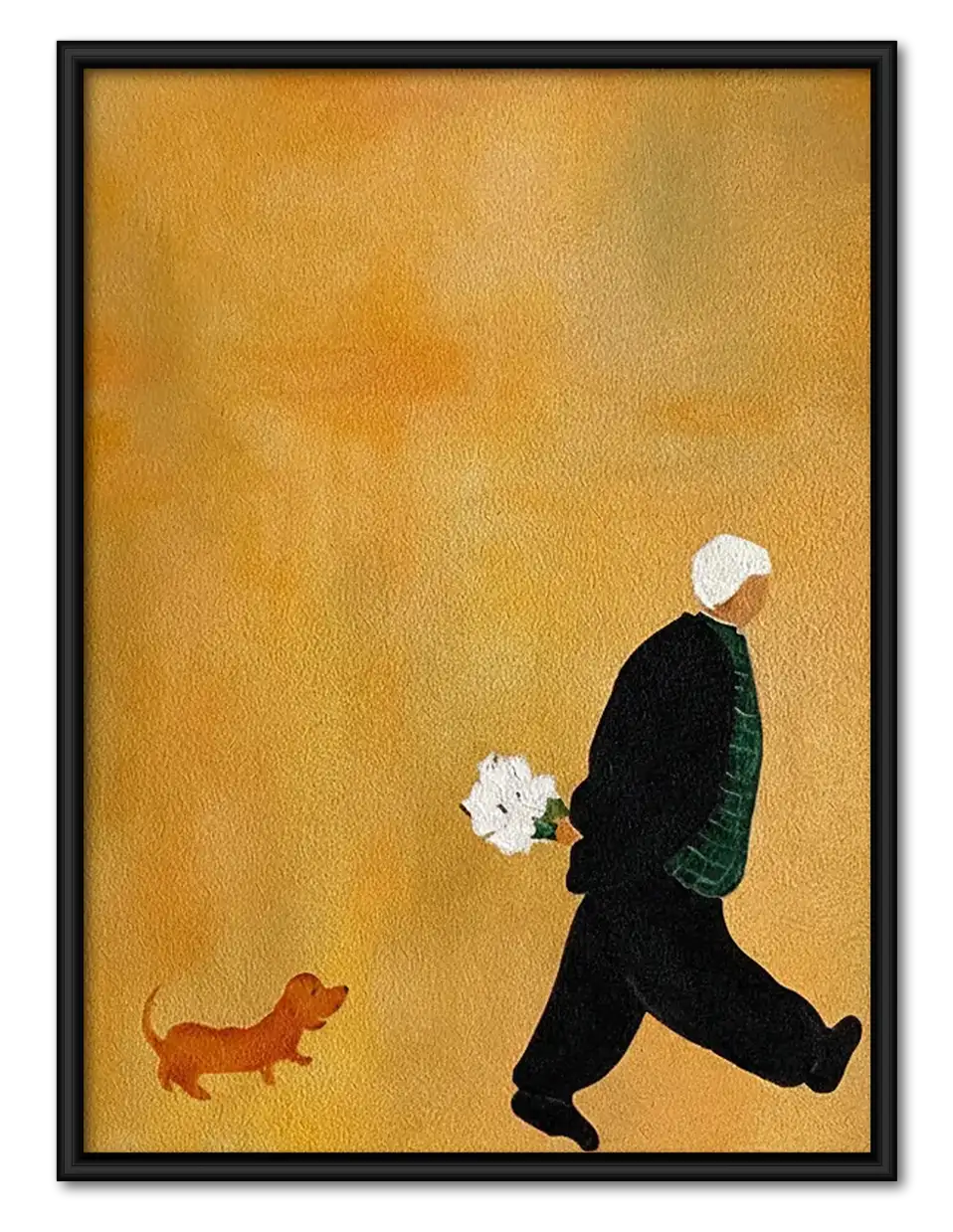 Man Walking Small Dog Wall Art 1