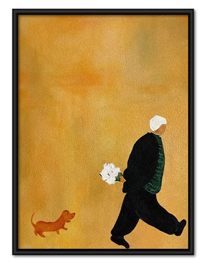 Man Walking Small Dog Wall Art