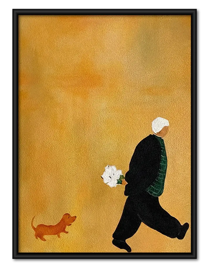 Man Walking Small Dog Wall Art
