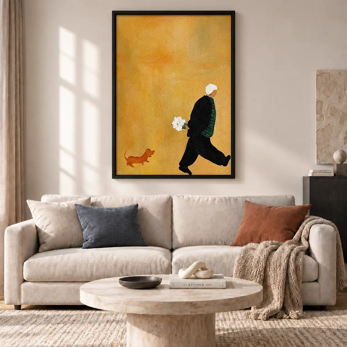 Man Walking Small Dog Wall Art 2