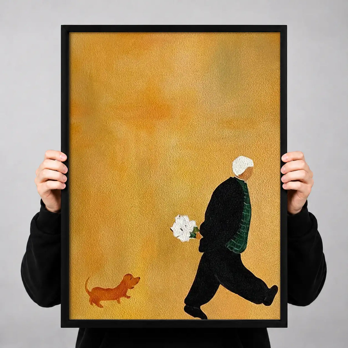 Man Walking Small Dog Wall Art 3