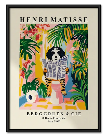 Matisse Style Cat Reading Garden Poster Wall Art