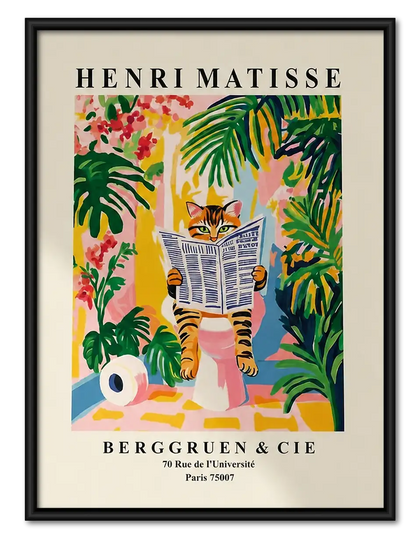 Matisse Style Dog Reading Garden Poster Wall Art