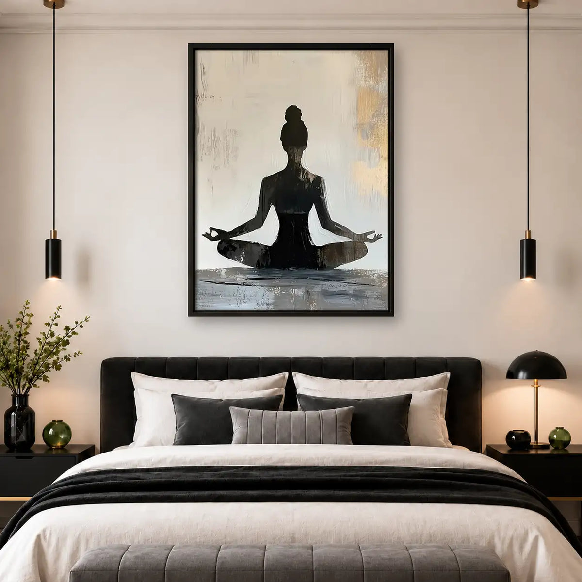 Meditating Woman Silhouette Wall Art 4