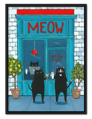 Meow Cat Cafe Storefront Wall Art