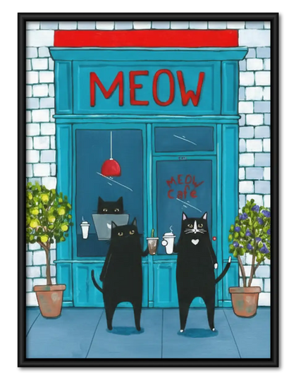 Meow Cat Cafe Storefront Wall Art