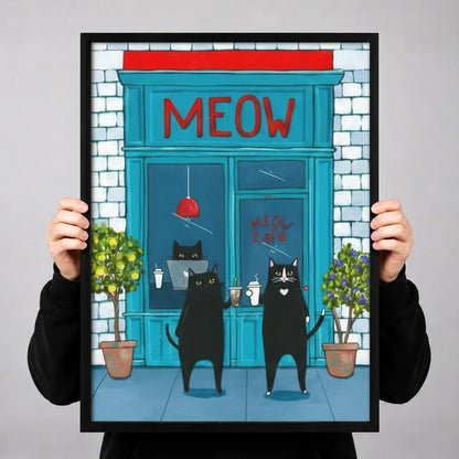 Meow Cat Cafe Storefront Wall Art 3
