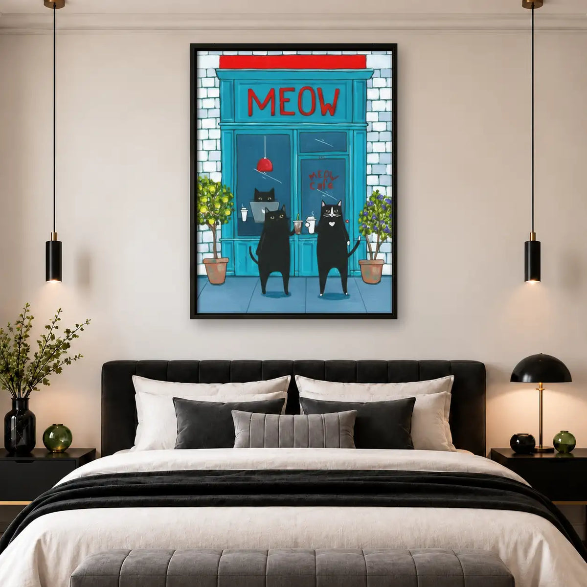 Meow Cat Cafe Storefront Wall Art 4