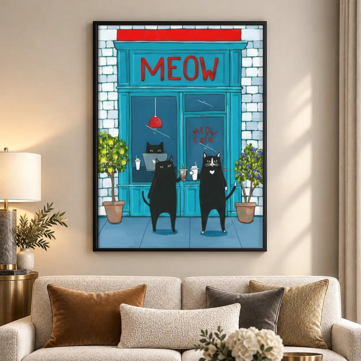 Meow Cat Cafe Storefront Wall Art 5