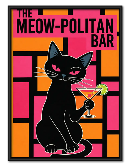 Meowpolitan Bar Black Cat Wall Art