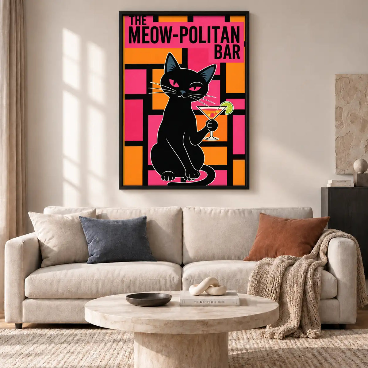 Meowpolitan Bar Black Cat Wall Art 2