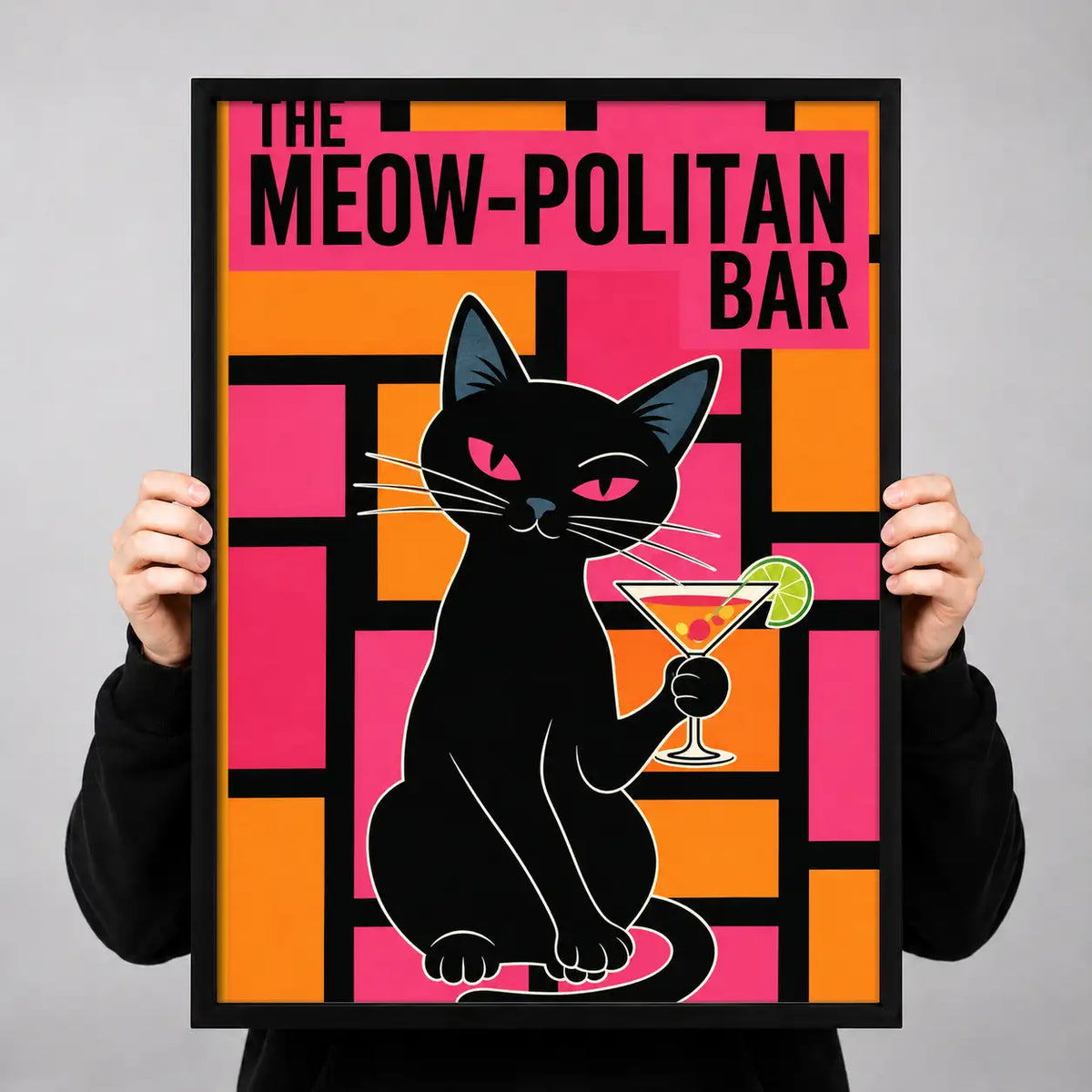 Meowpolitan Bar Black Cat Wall Art 3
