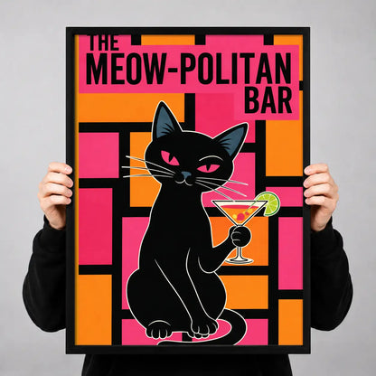 Meowpolitan Bar Black Cat Wall Art 3