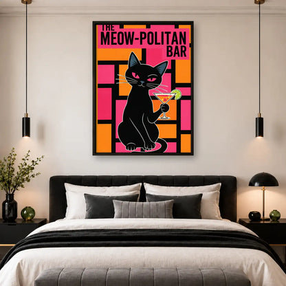 Meowpolitan Bar Black Cat Wall Art 4