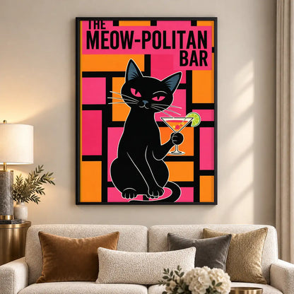 Meowpolitan Bar Black Cat Wall Art 5