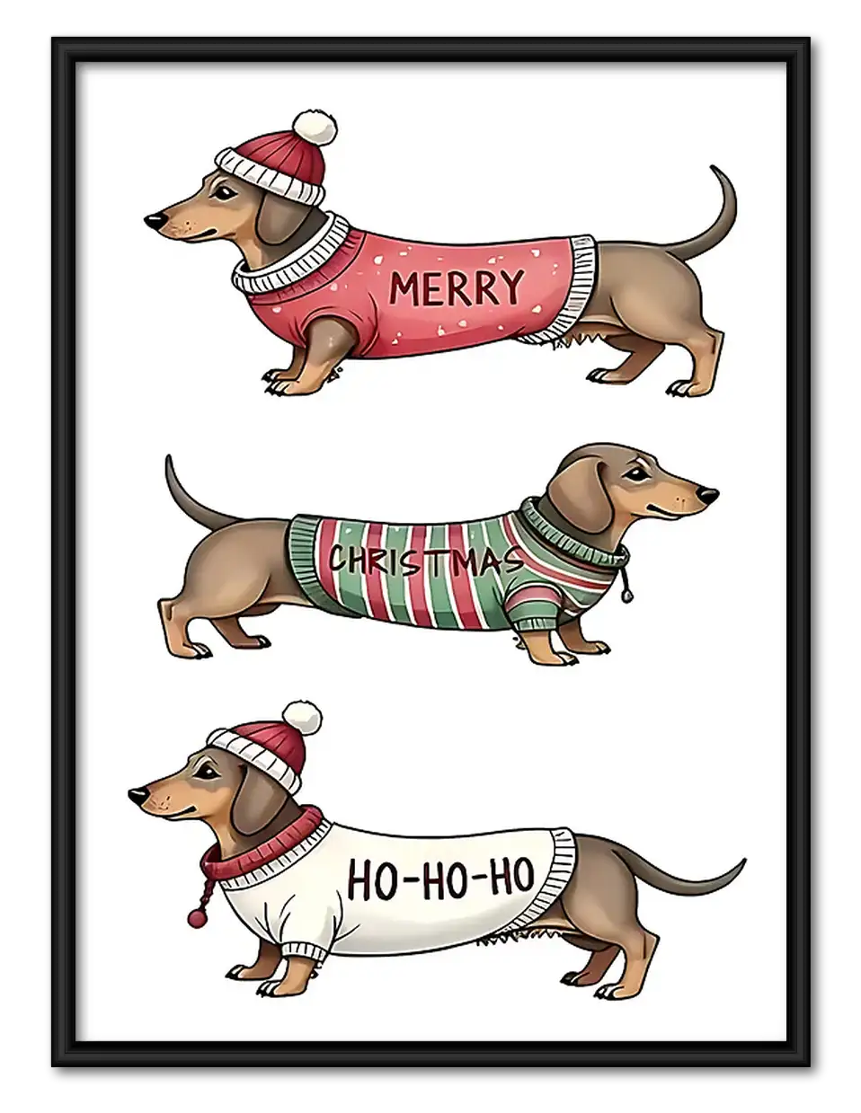 Merry Christmas Dachshund Parade Wall Art 1