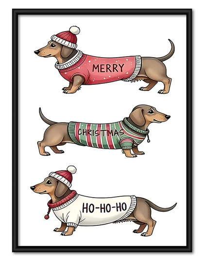 Merry Christmas Dachshund Parade Wall Art
