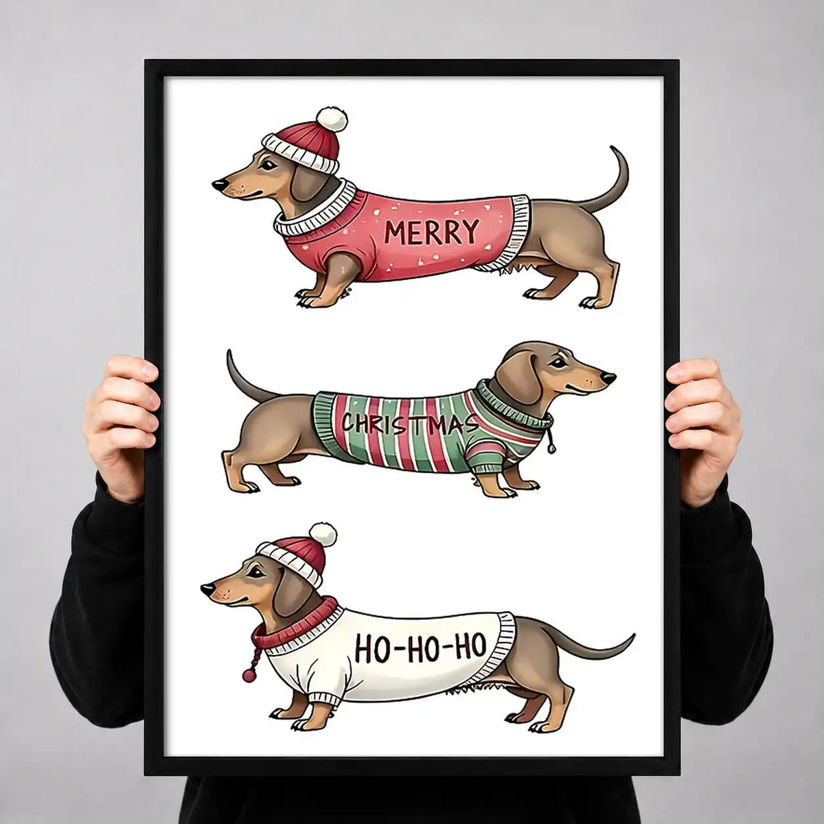 Merry Christmas Dachshund Parade Wall Art 3