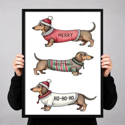 Merry Christmas Dachshund Parade Wall Art 3