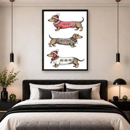 Merry Christmas Dachshund Parade Wall Art 4