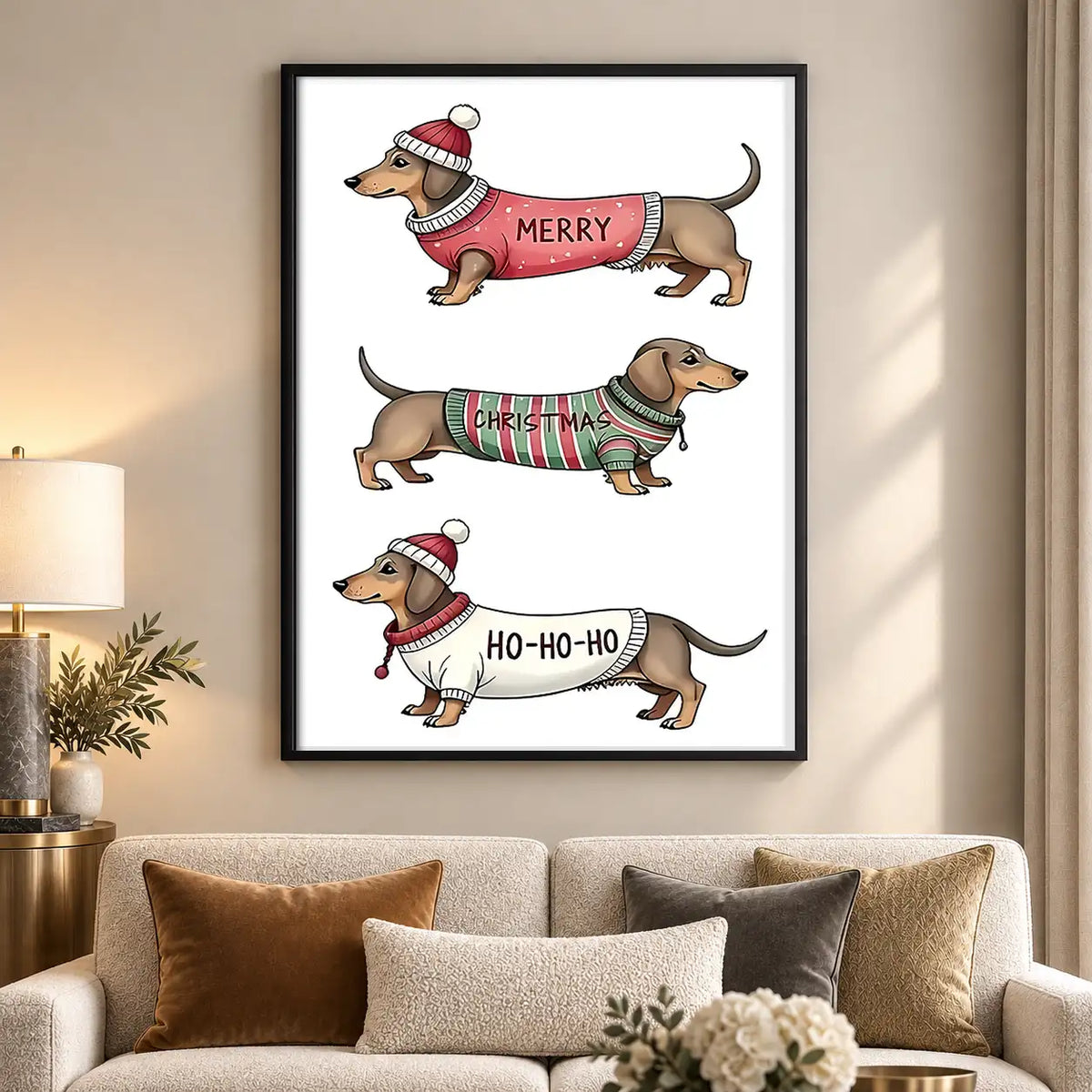 Merry Christmas Dachshund Parade Wall Art 5